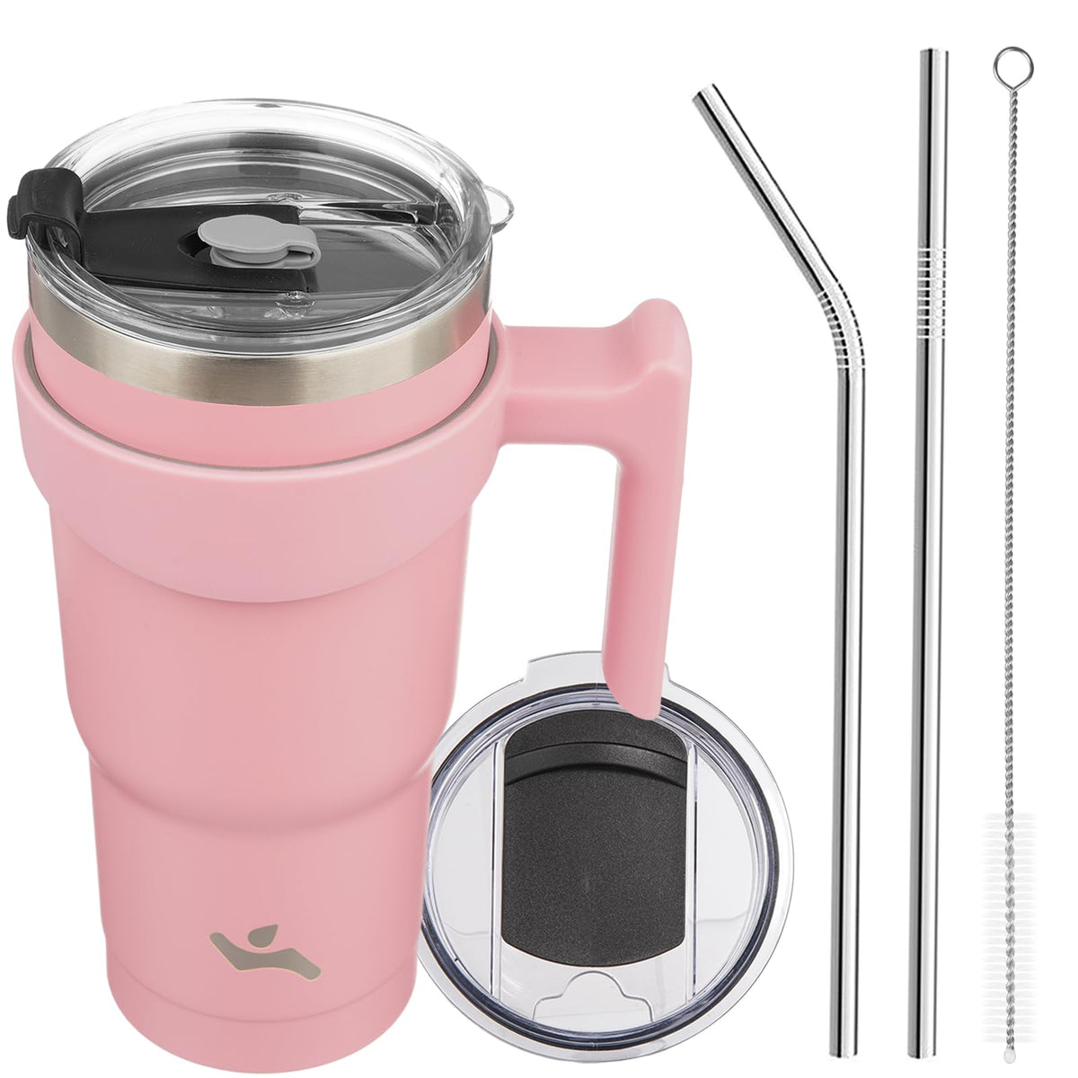 Konokyo 20oz tumbler with pink handle for easy gripping on the go.