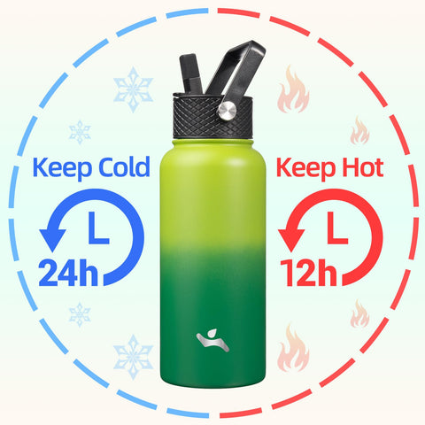 Konokyo stainless steel bottle with three lids for hot, iced, and smoothies.