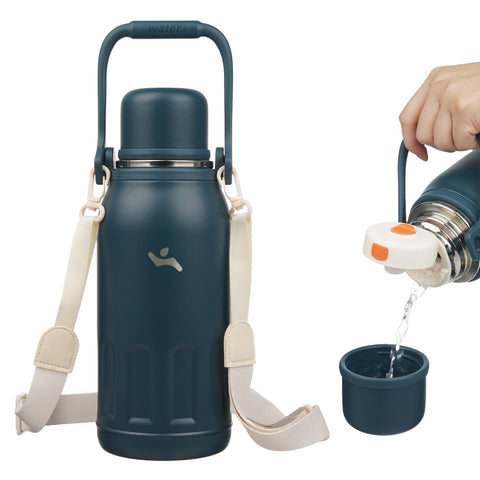 Konokyo 40oz insulated bottle with handle and strap for easy carry.