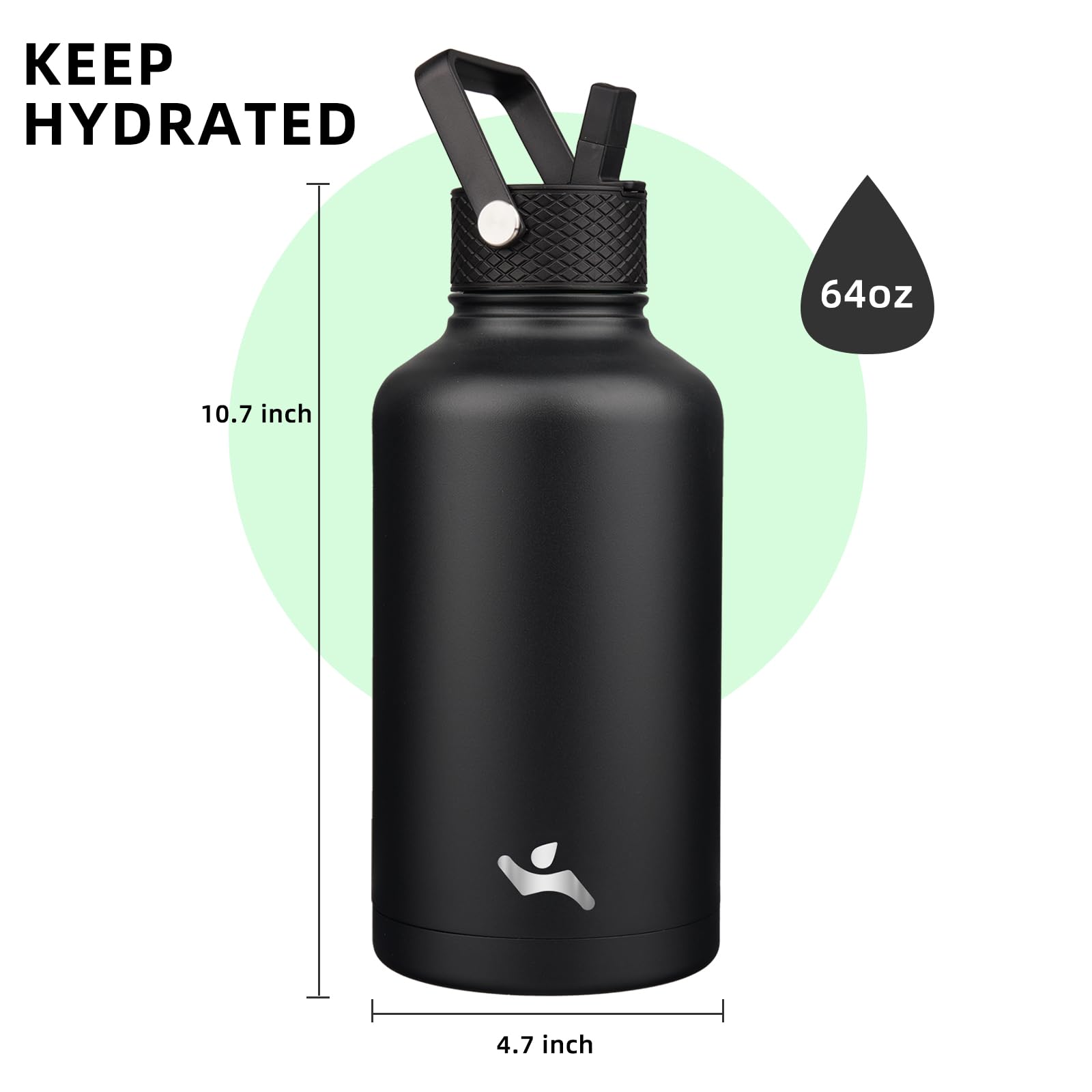 Konokyo 64oz bottle with flex removable lid for smoothies