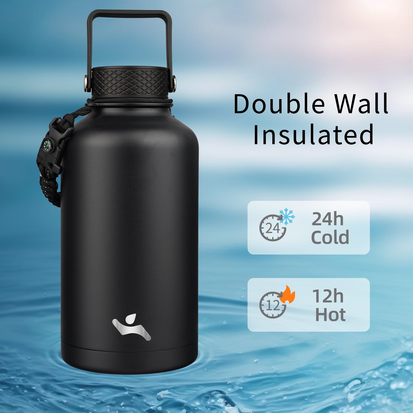 Konokyo 64oz bottle with straw lid for iced beverages