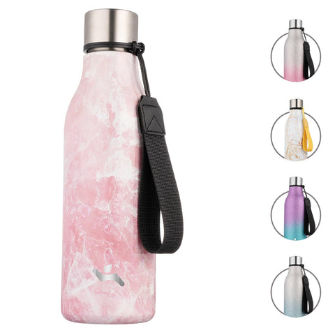 Konokyo Blossom 18oz bottle front view, keeps beverages cold on long outings.
