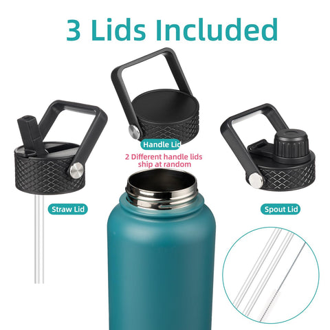 Konokyo bottle 3 lids closeup shows versatile lid options for hot, cold, and smoothies.