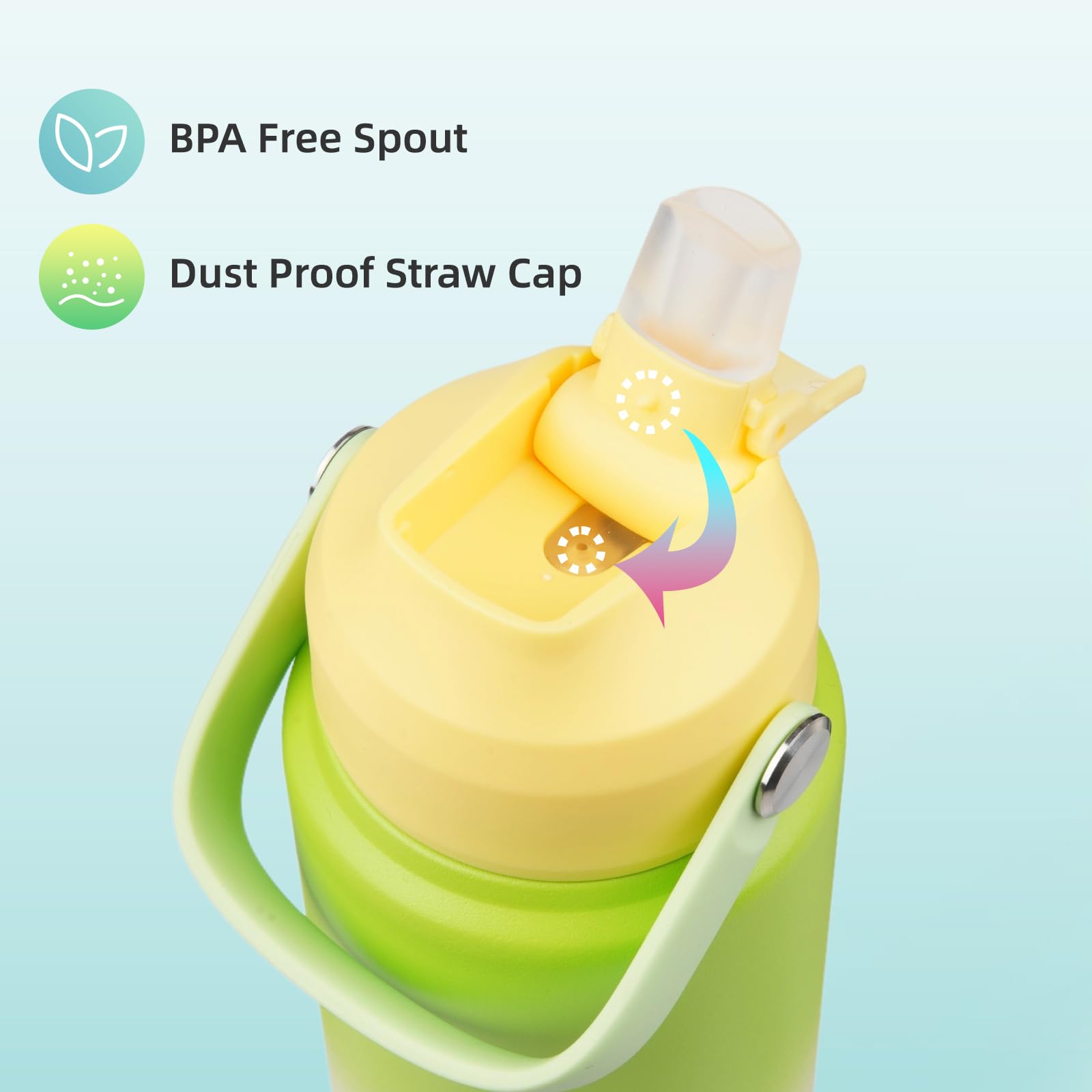 Konokyo lime bottle offers leak-proof spout design for secure sips during workouts.