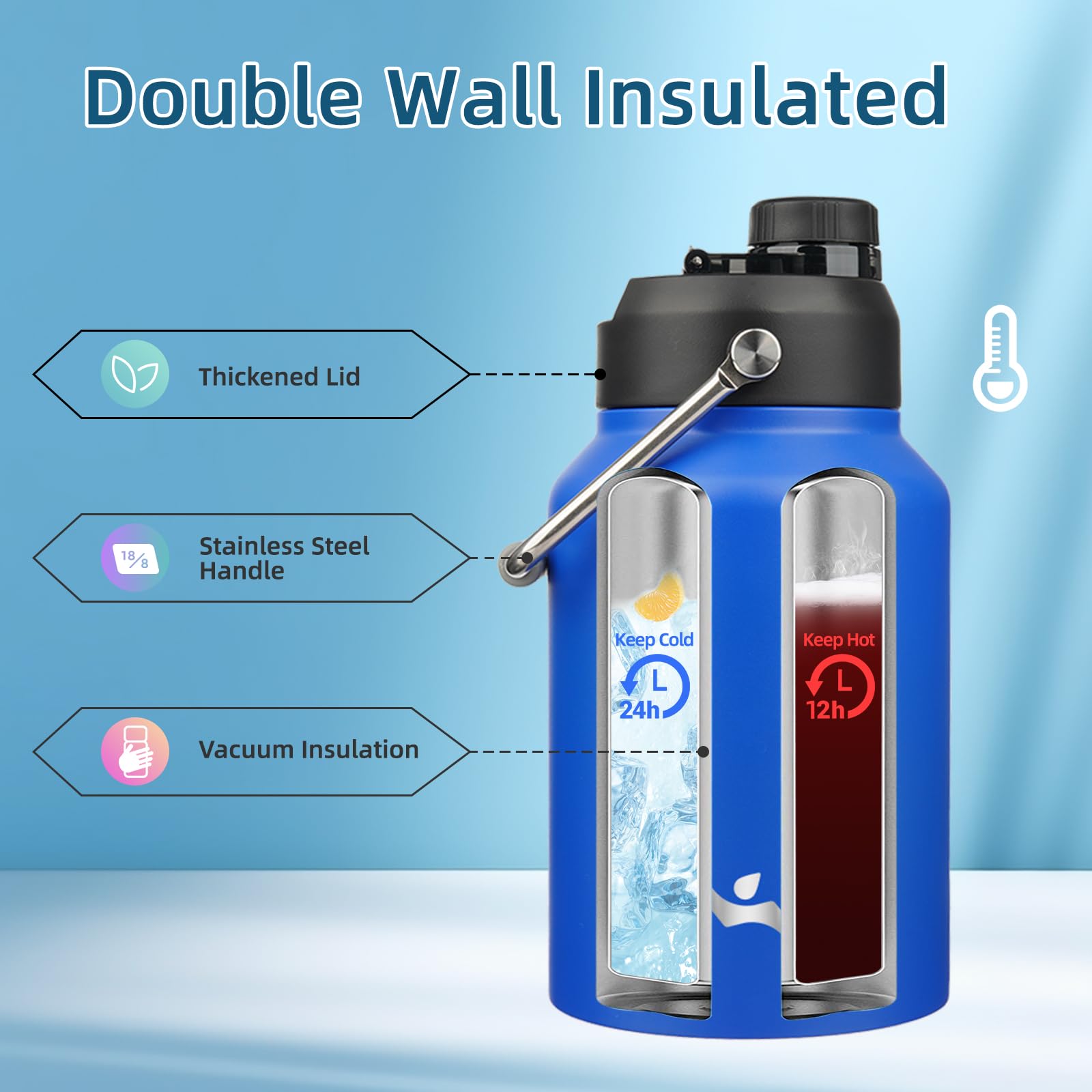 Konokyo double-wall vacuum maintains cold or hot beverages for hours.