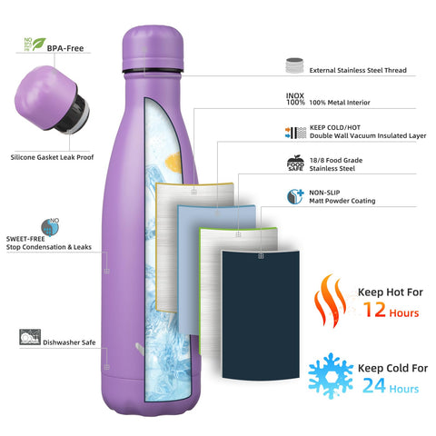 Konokyo double-wall vacuum bottle keeps drinks cold for hours during workouts.