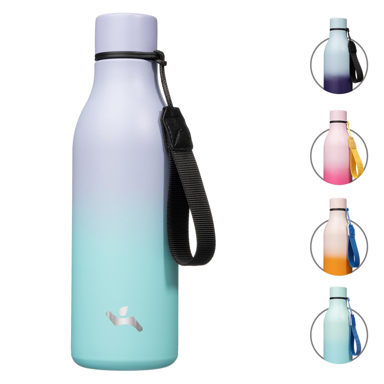 Konokyo insulated bottle with lavender green strap for easy carry