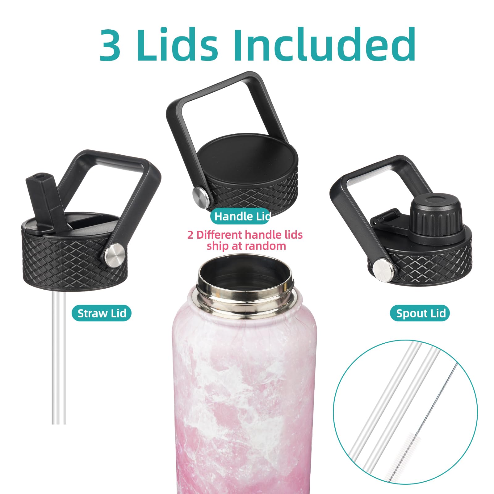 Konokyo Marble Blossom bottle demonstrates a versatile 3-lid setup for drinks.