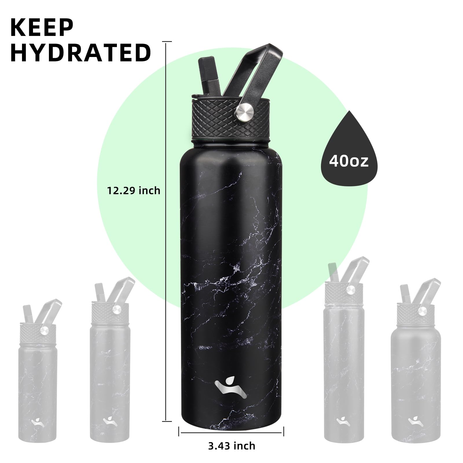 Konokyo Marble Blossom bottle with flex-removable lid for smoothies.