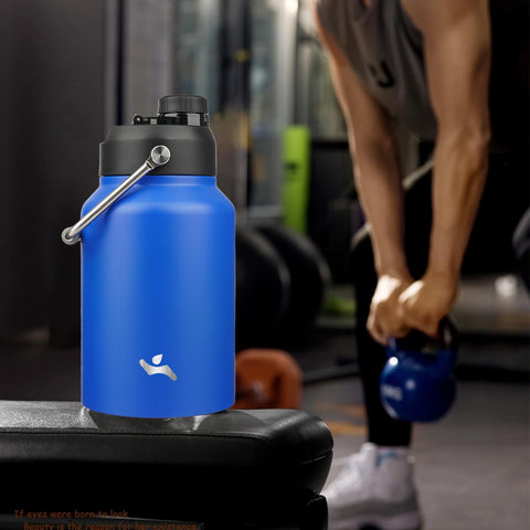 Konokyo on-the-go hydration in blue suits gym and travel.