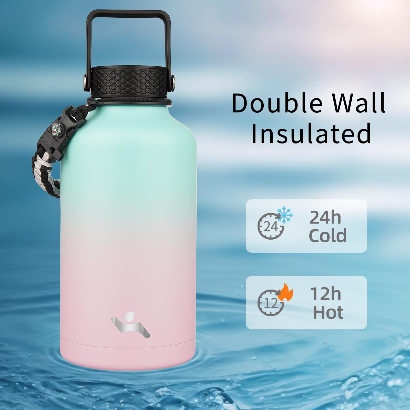 Konokyo paracord handle with pouch makes on-the-go hydration easy.