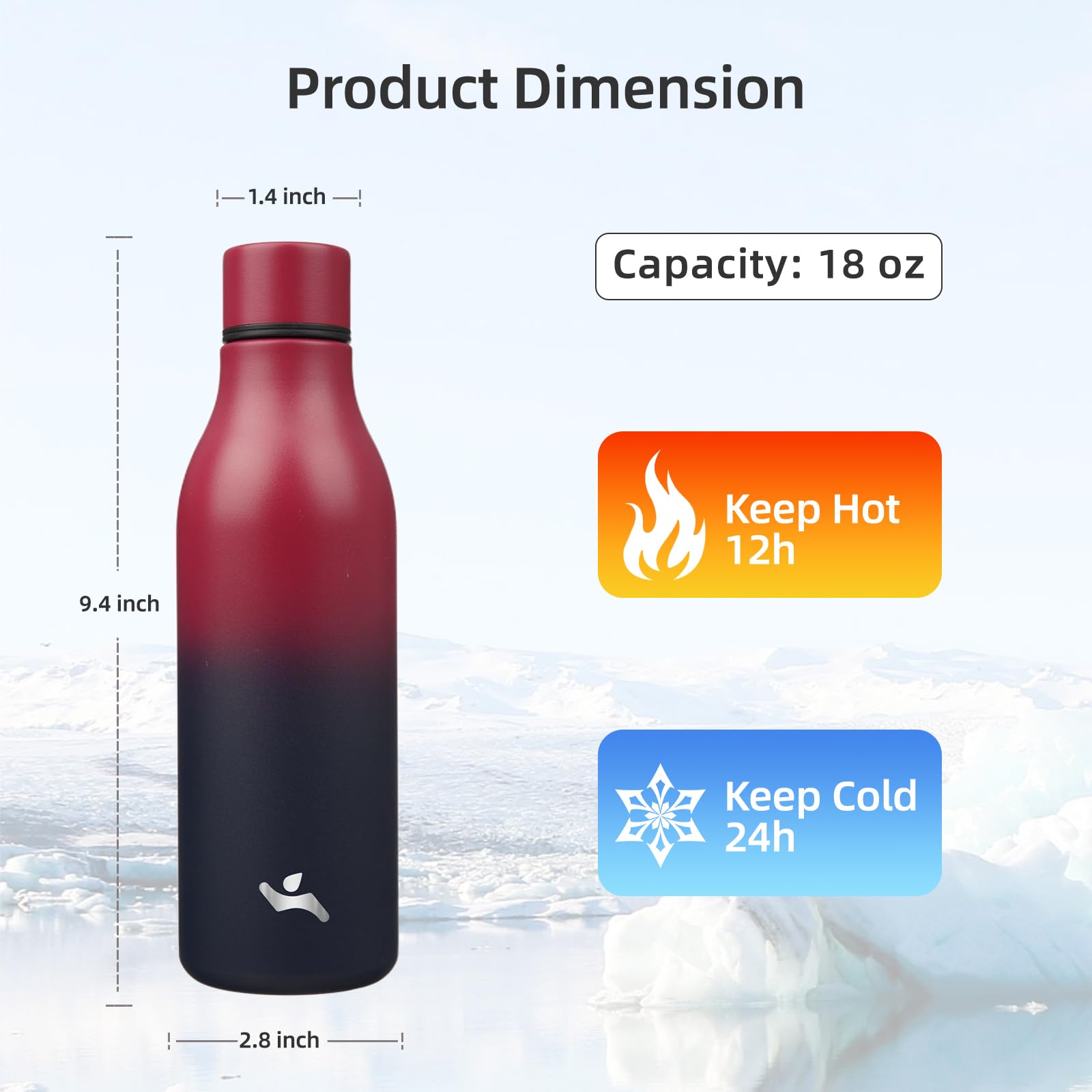 Konokyo Rosy Red double-wall insulation keeps beverages cooler longer