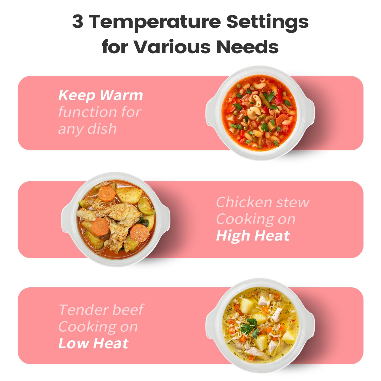 KOOC controls with indicator lights for simple low/high/warm settings