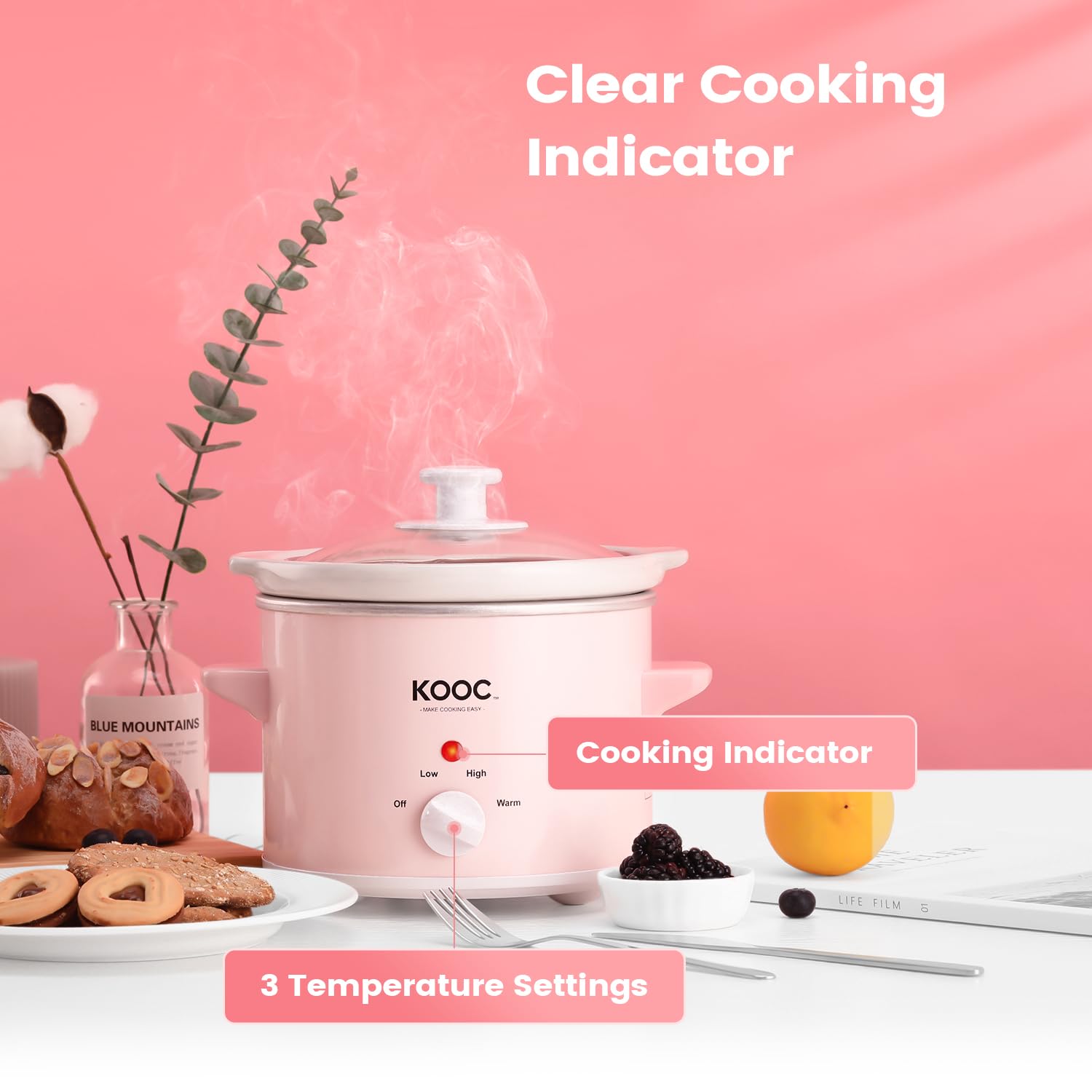 KOOC pink color option adds style to any kitchen