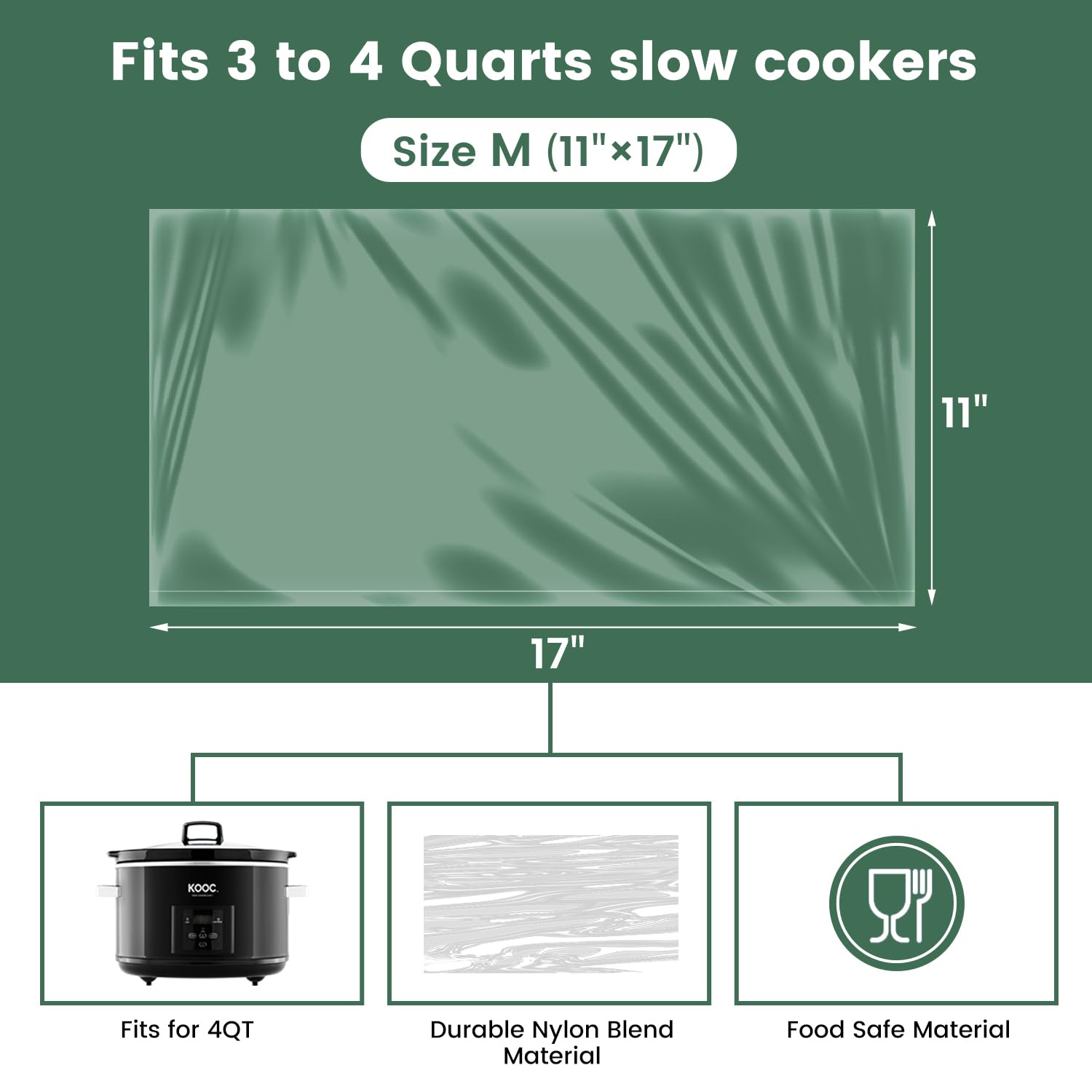 KOOC heat-resistant liners up to 375°F for safe cooking.