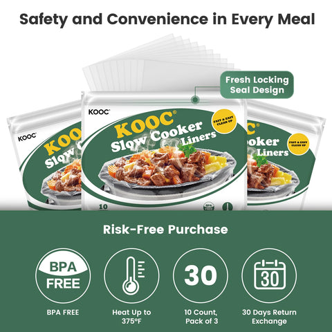 KOOC middle-size liners fit 3-4 qt pots for versatile meals.