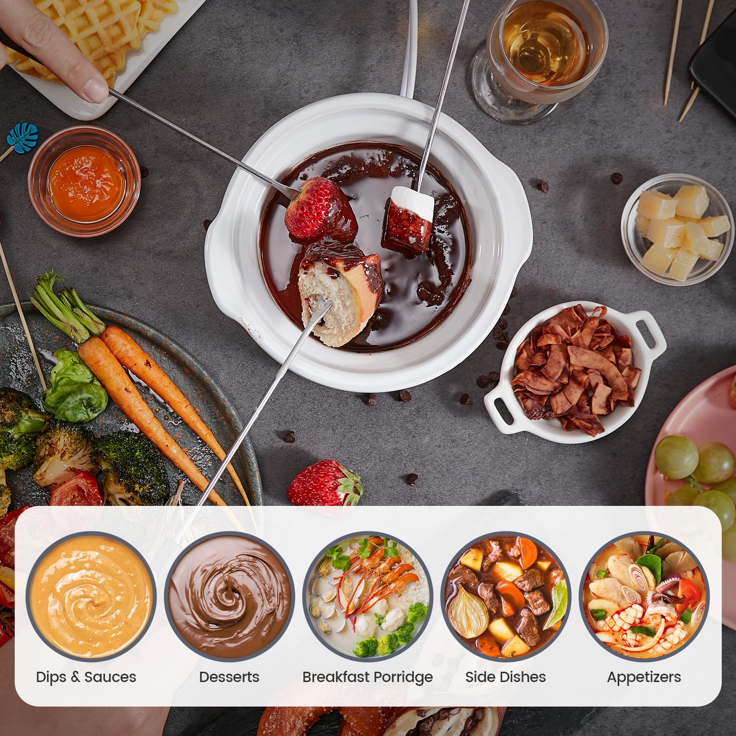 KOOC small slow cooker dishwasher-safe lid and removable stoneware for easy cleanup.