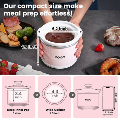KOOC small slow cooker included liners pack for quick cleanup after meals.