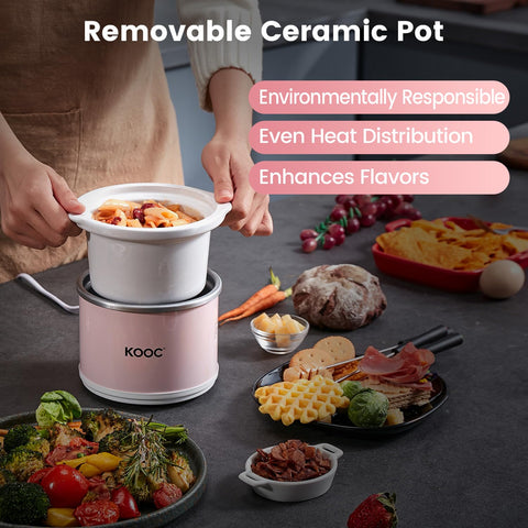 KOOC small slow cooker nutrient loss reduction design preserves flavors during simmer.