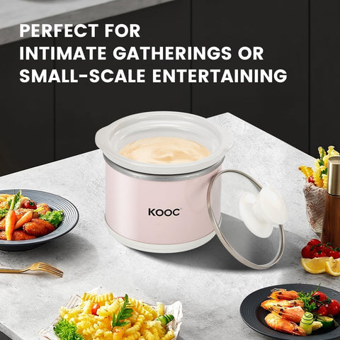 KOOC small slow cooker upgraded ceramic pot for even heat distribution.