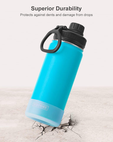 koodee stainless steel bottle with silicone sleeve resists dents and scratches