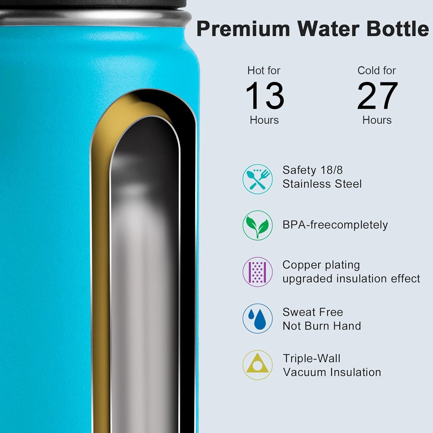 koodee triple-wall insulation keeps beverages cold up to 27 hours and warm up to 13