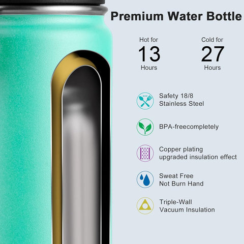 koodee teal bottle with wide-handle lid for easy carrying