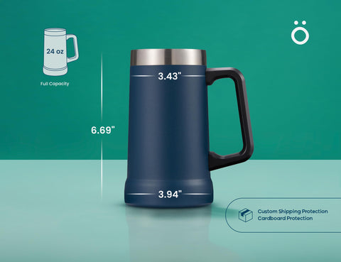 KooK navy blue finish mug ideal for travel and picnics.
