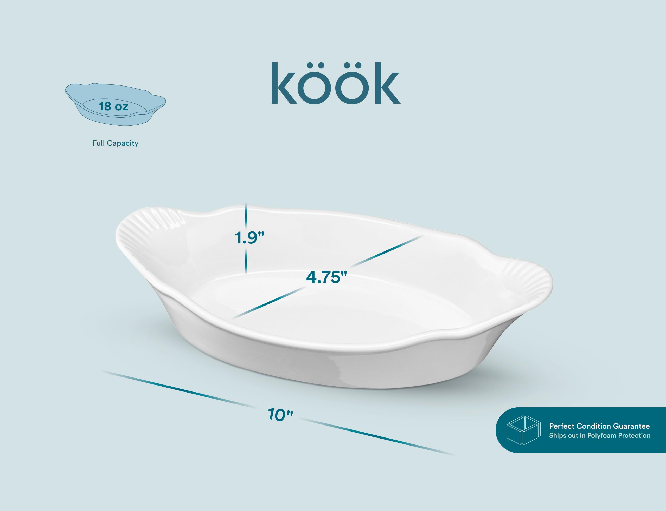 Kook Au Gratin Dishes Ivory dishwasher-safe for simple cleanup
