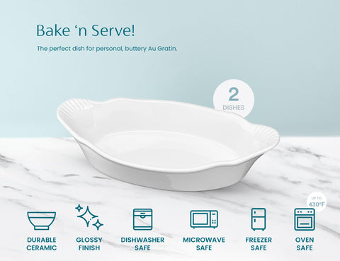 Kook Au Gratin Dishes Ivory microwave-safe convenience for reheating