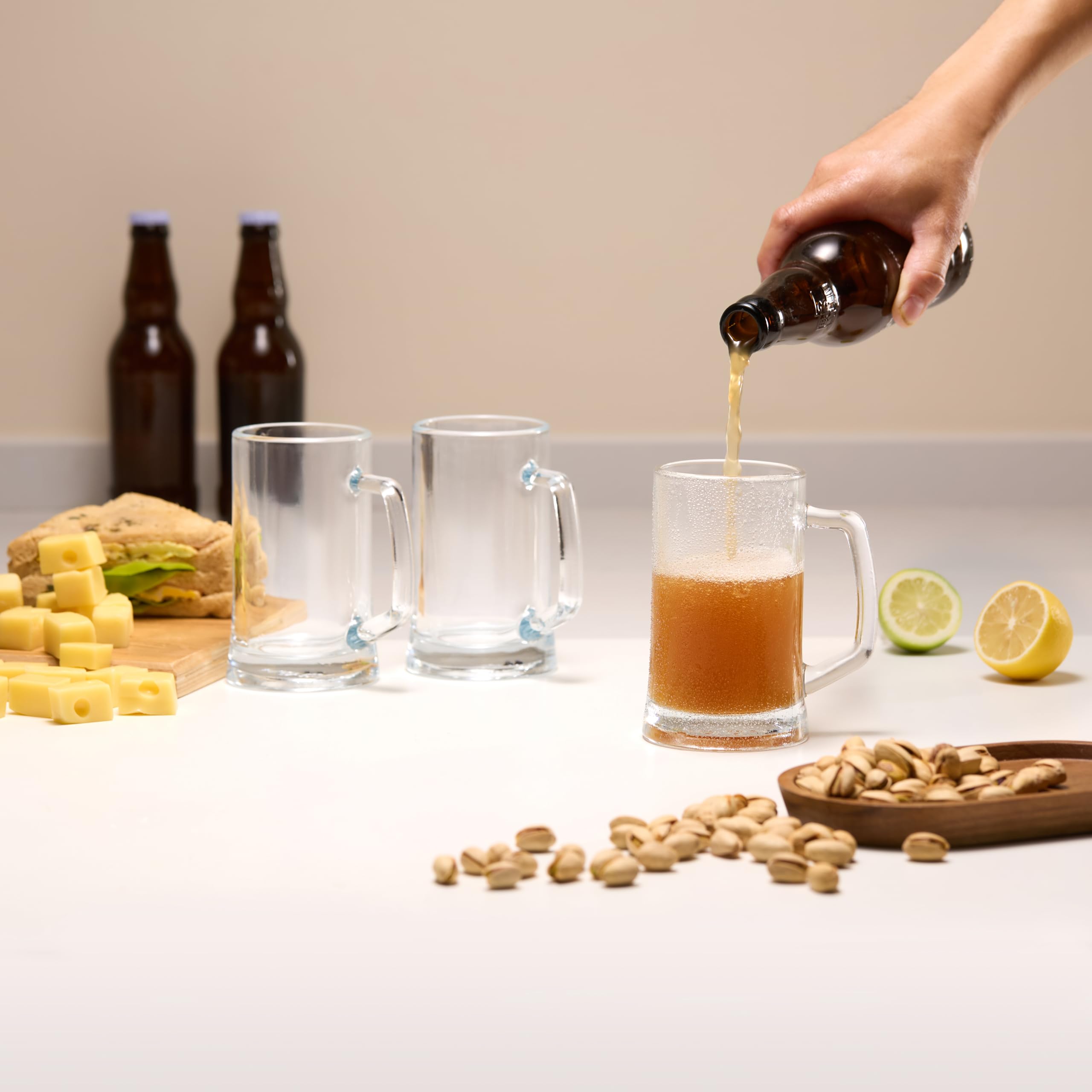 KooK clear glass mugs, 12.7 oz capacity for confident pours