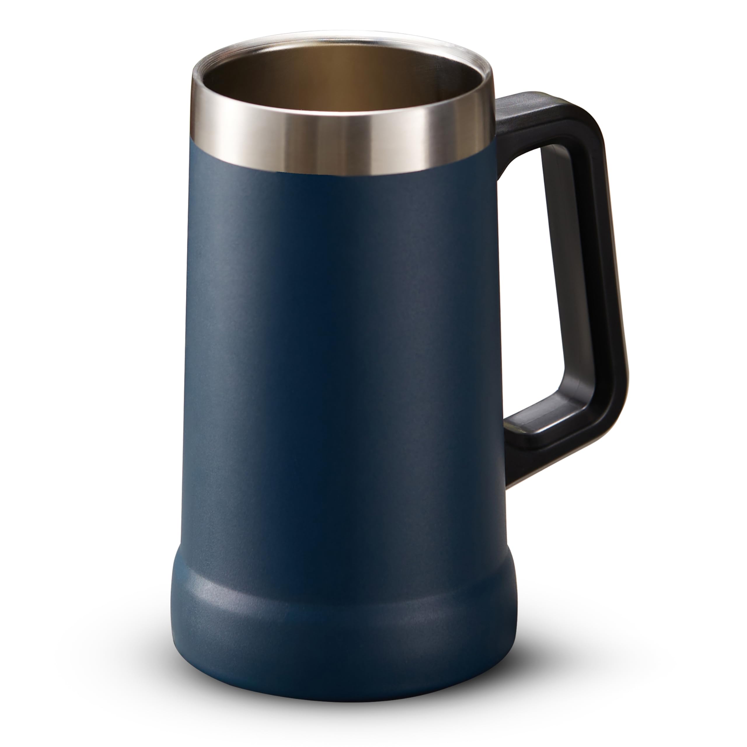 KooK Beer Stein navy blue with a sturdy grip for outdoor sipping.
