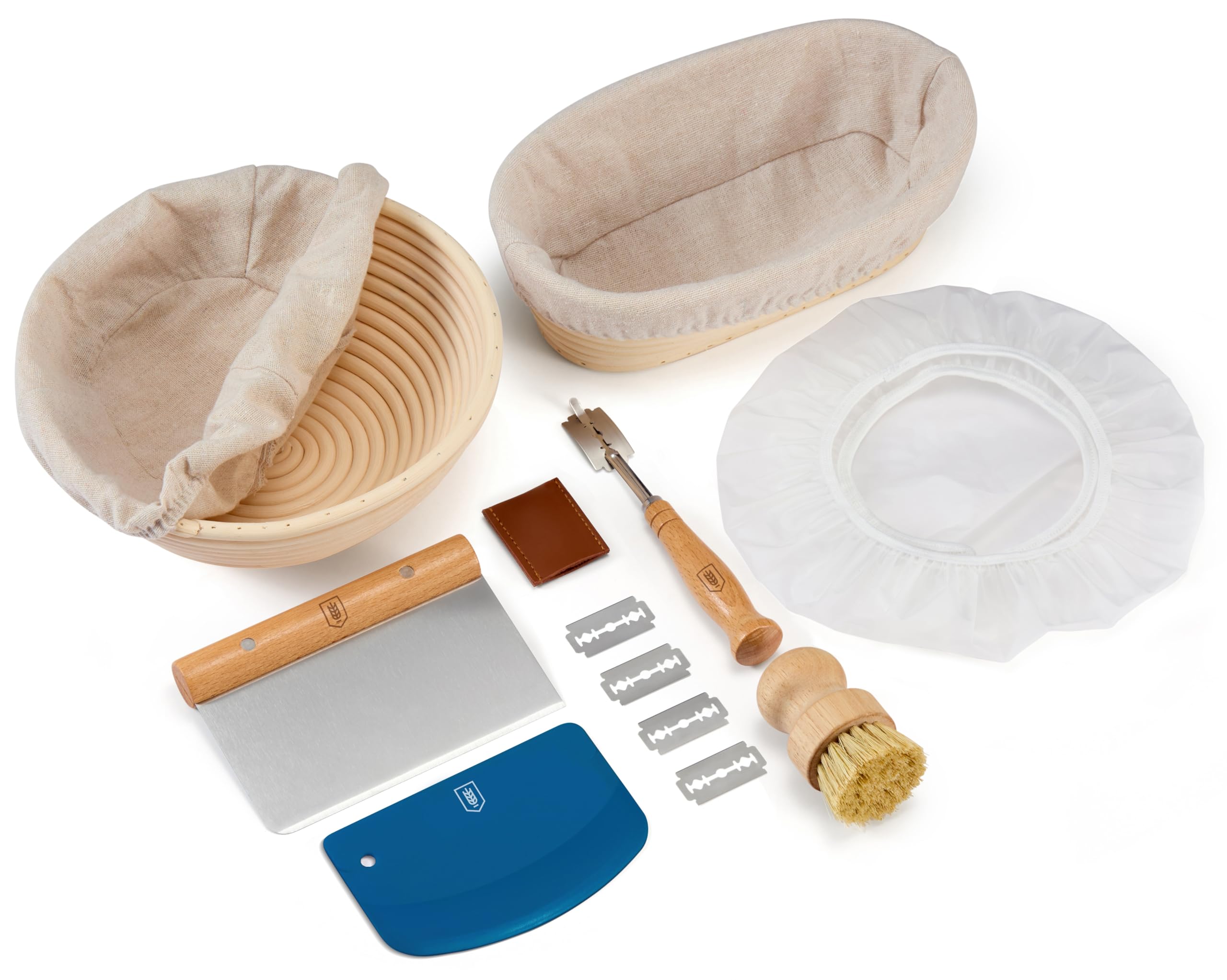 KooK bread-proofing set round banneton with liner for even rise and professional patterns.