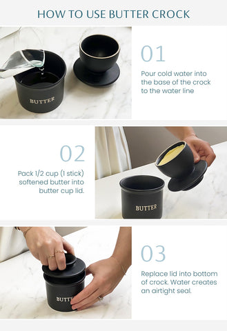 KooK Butter Crock close-up, speckled ceramic glaze highlights quality