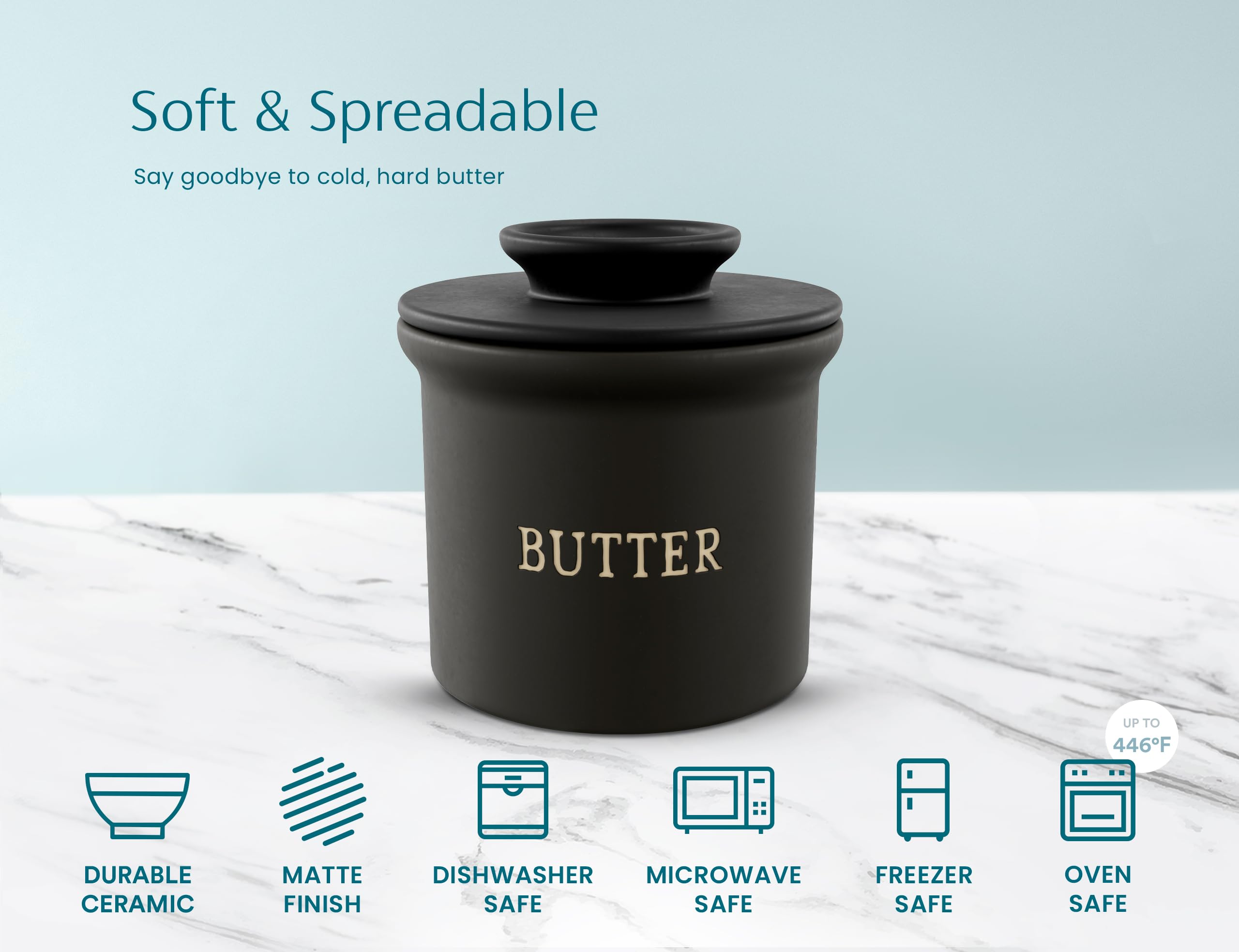 KooK Butter Crock with lid, gift-ready kitchen accessory