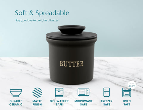 KooK Butter Crock with lid, gift-ready kitchen accessory