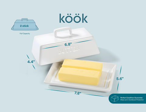 KooK ceramic butter dish is dishwasher safe for simple cleanup