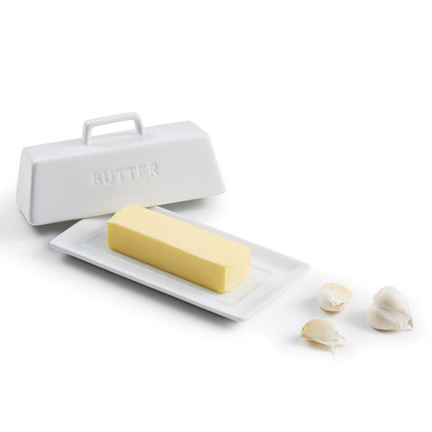 Kook butter dish inner ridge keeps lid secure during storage.