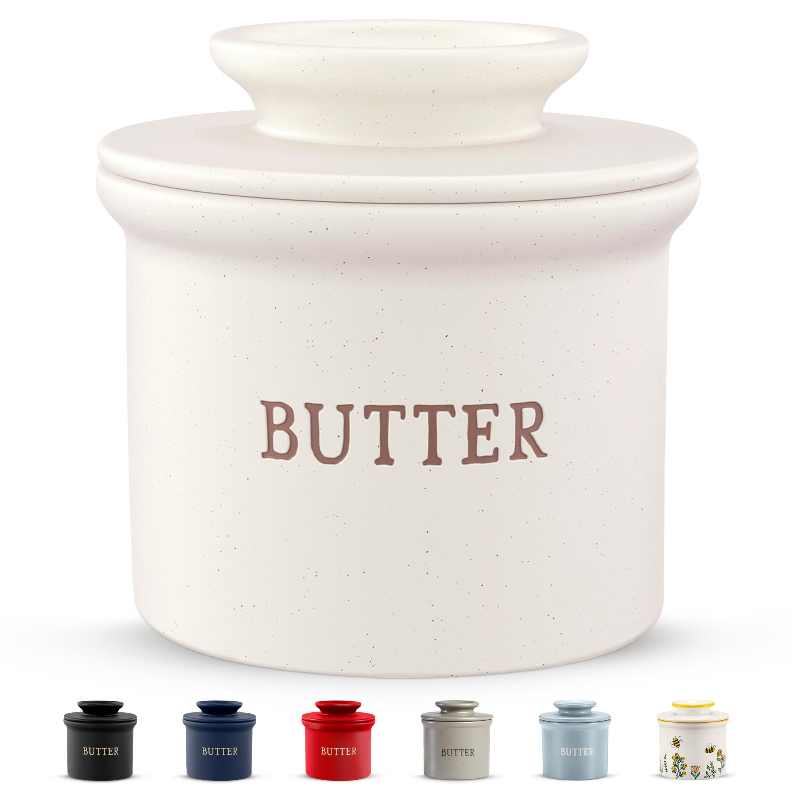 Kook Butter Keeper Dish on counter with soft butter ready to spread