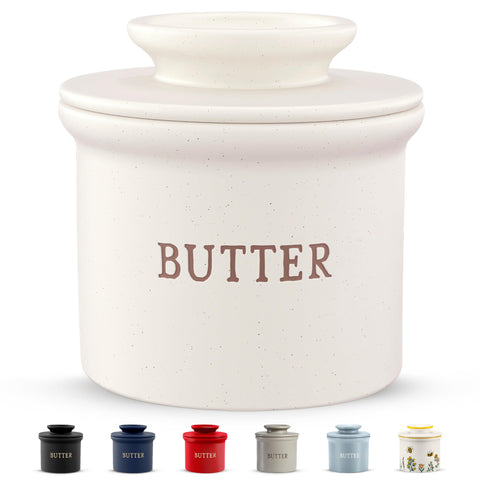 Kook Butter Keeper Dish on counter with soft butter ready to spread