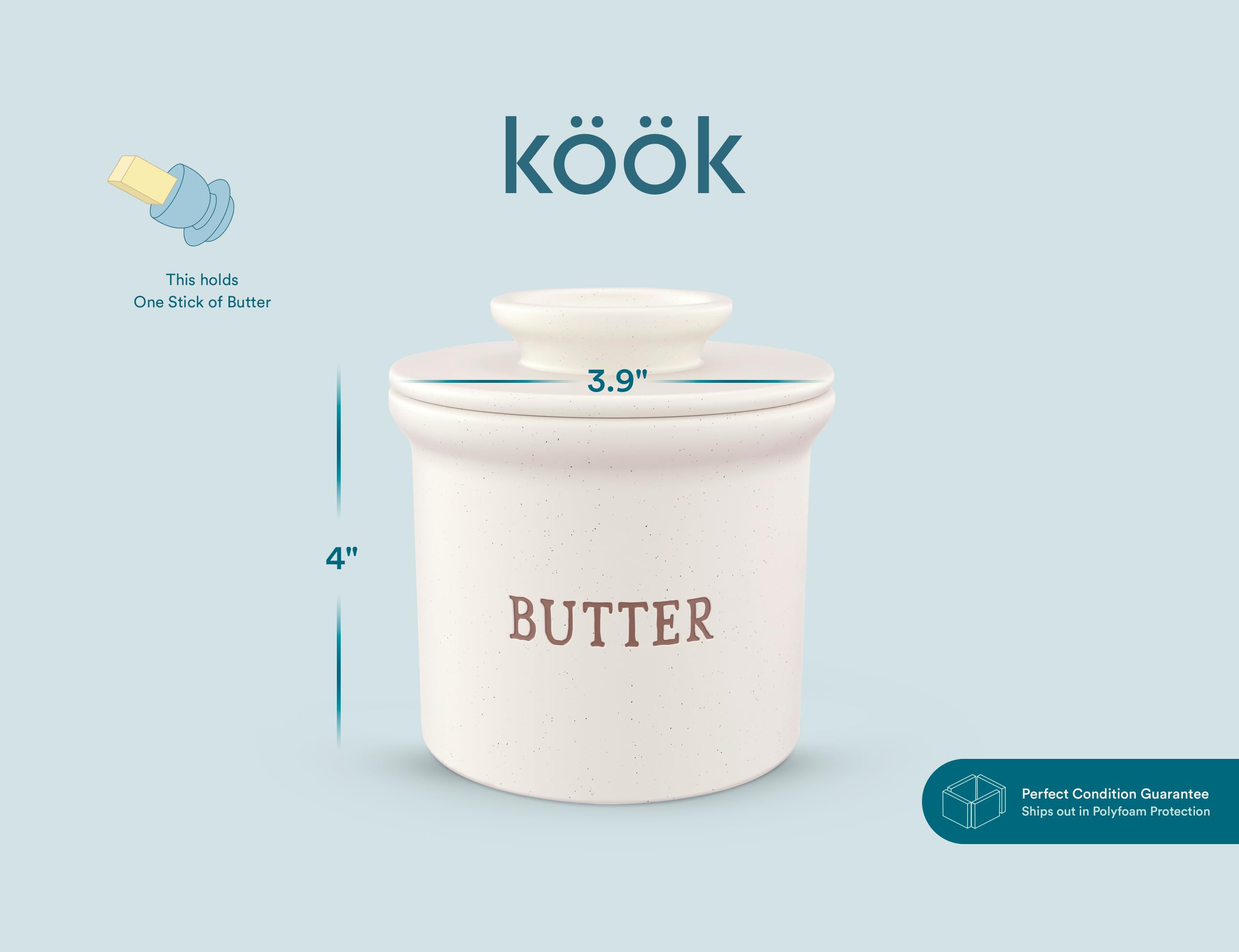 Kook Butter Keeper Dish open to reveal soft butter for spreading