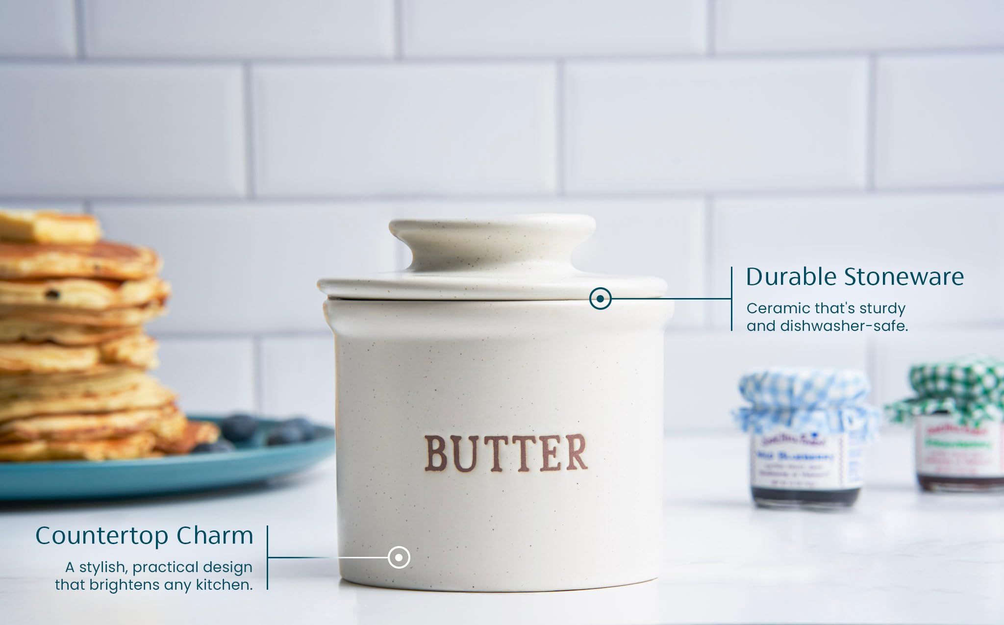 Kook Butter Keeper Dish demonstrates water-seal freshness on counter