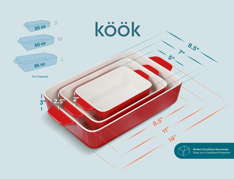 KooK ceramic bakeware set dishwasher safe for effortless cleanup