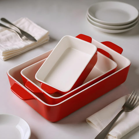 KooK ceramic bakeware set large dish for roasts and bakes