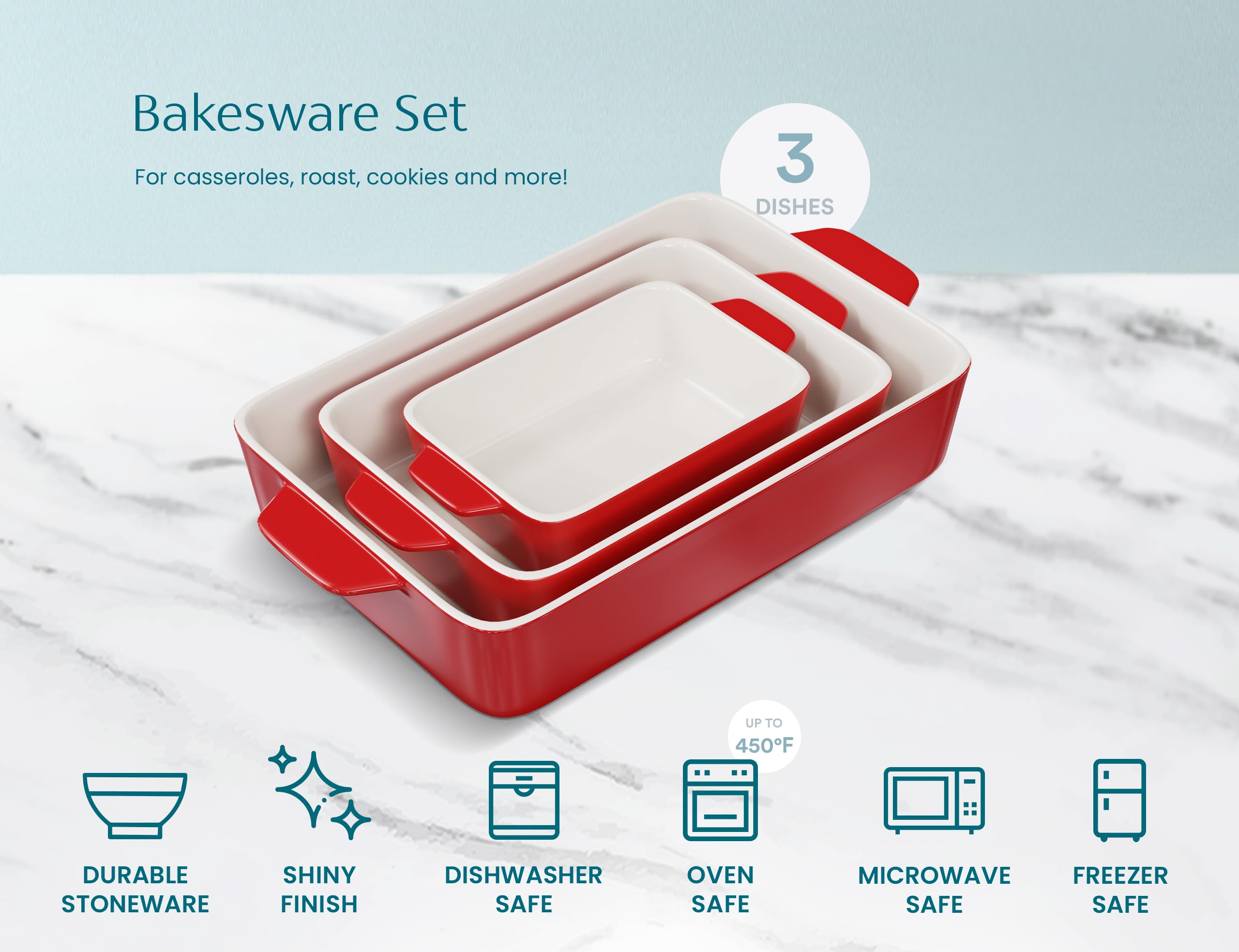KooK ceramic bakeware set nesting storage for space-saving kitchen