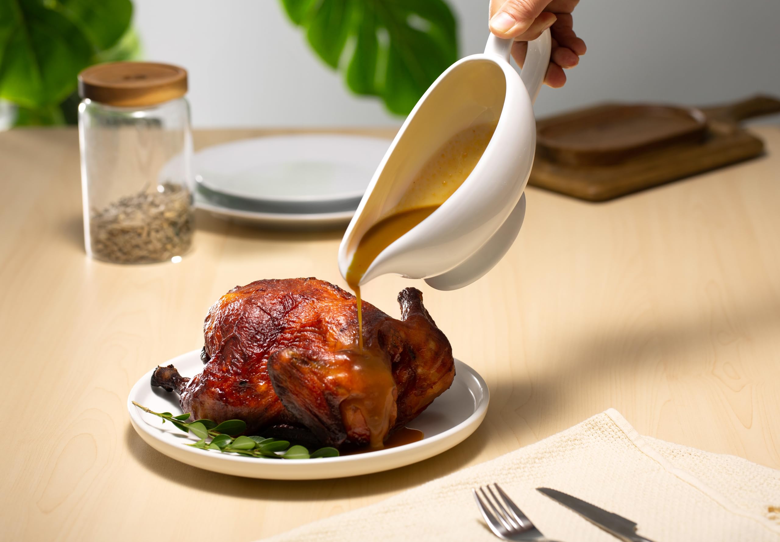 KooK porcelain pitcher ideal for sauces and dressings on the table.