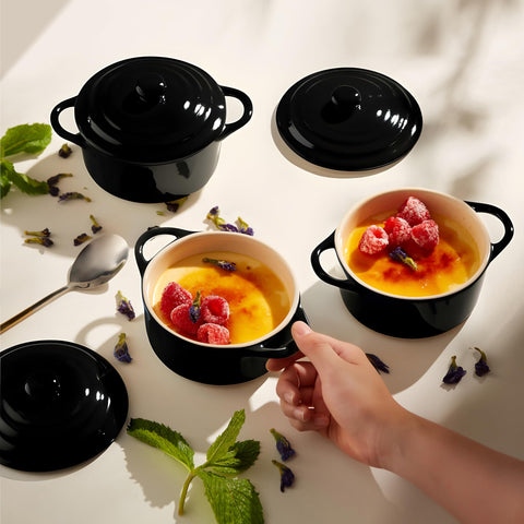 Kook 12 oz portion cocotte ideal for personal servings.