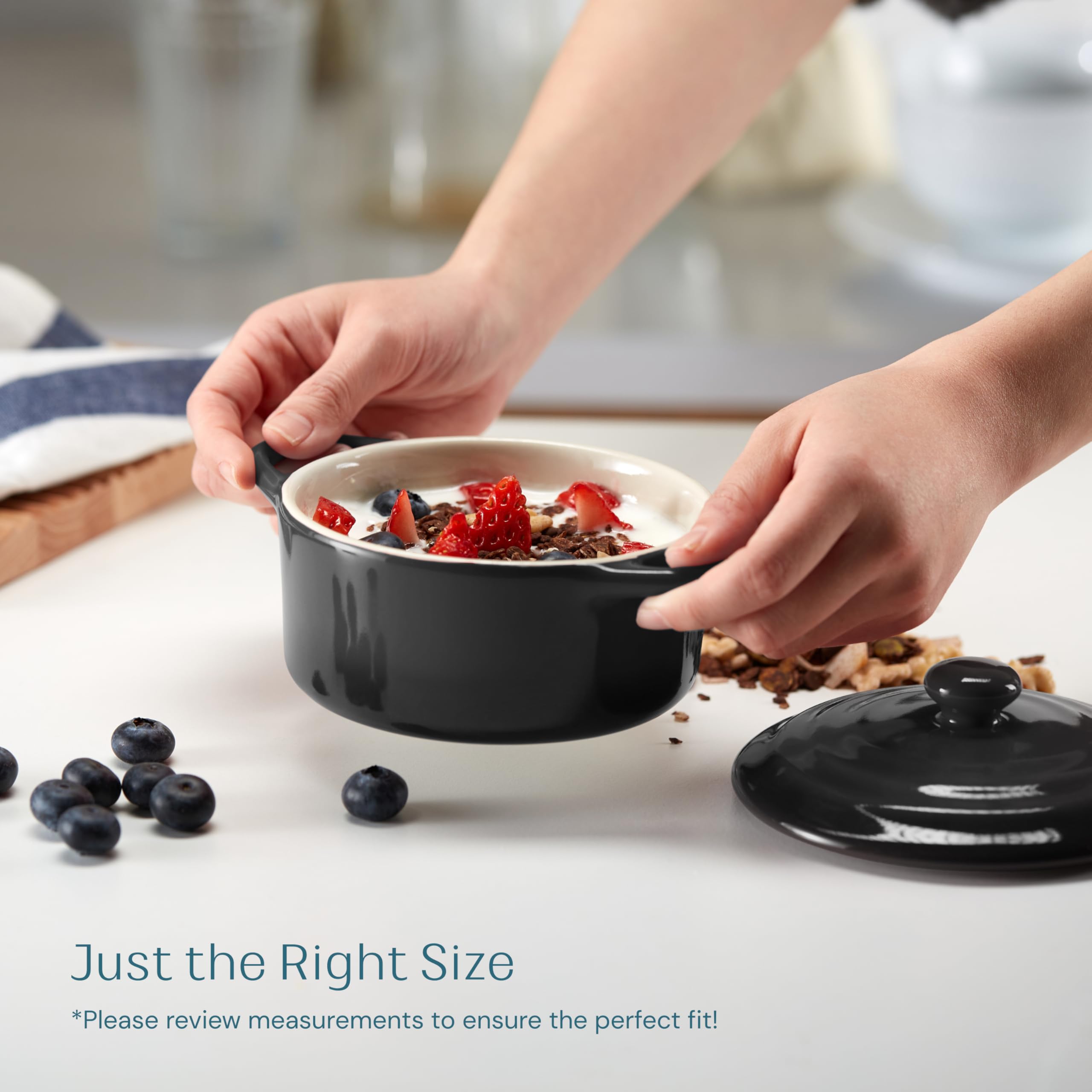 Dishwasher-safe stoneware cocotte simplifies cleanup.