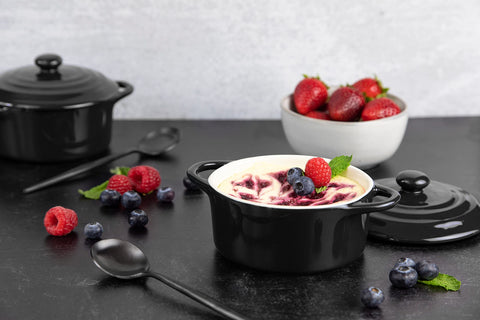 Durable stoneware by Kook resists chips for daily use.