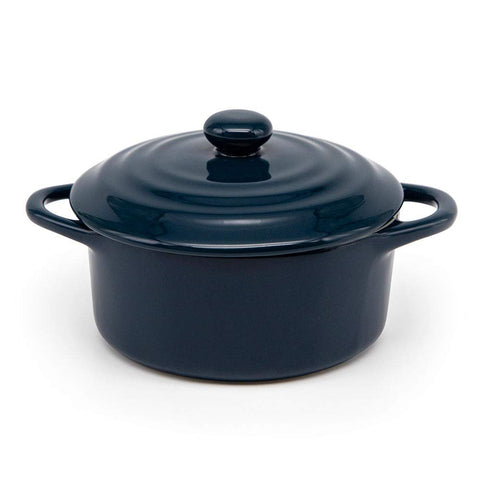 KooK Ceramic Mini Cocotte Navy with two handles for easy transport.